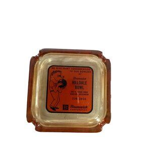 Vtg Brunswick Bowling Hilldale Bowl Madison WI Glass Ashtray